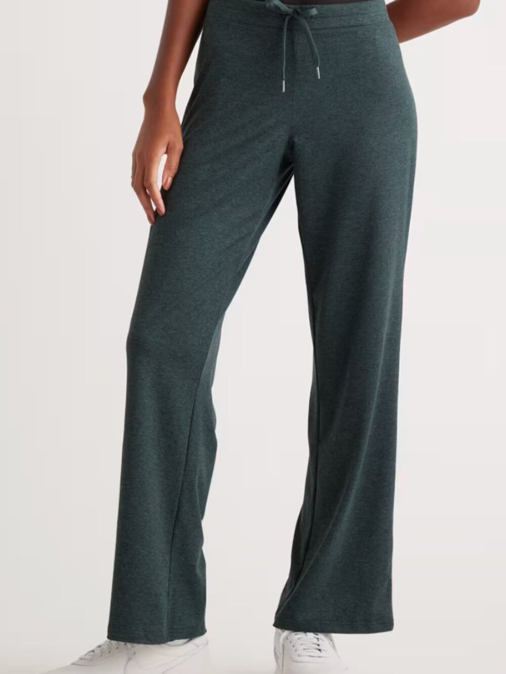 Quince FlowKnit Wide Leg Pants Dark Green Teal Heather Color Lounge Pants